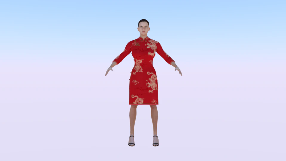 Chinese Woman 01 3D Model .c4d .max .obj .3ds .fbx .stl .blend 