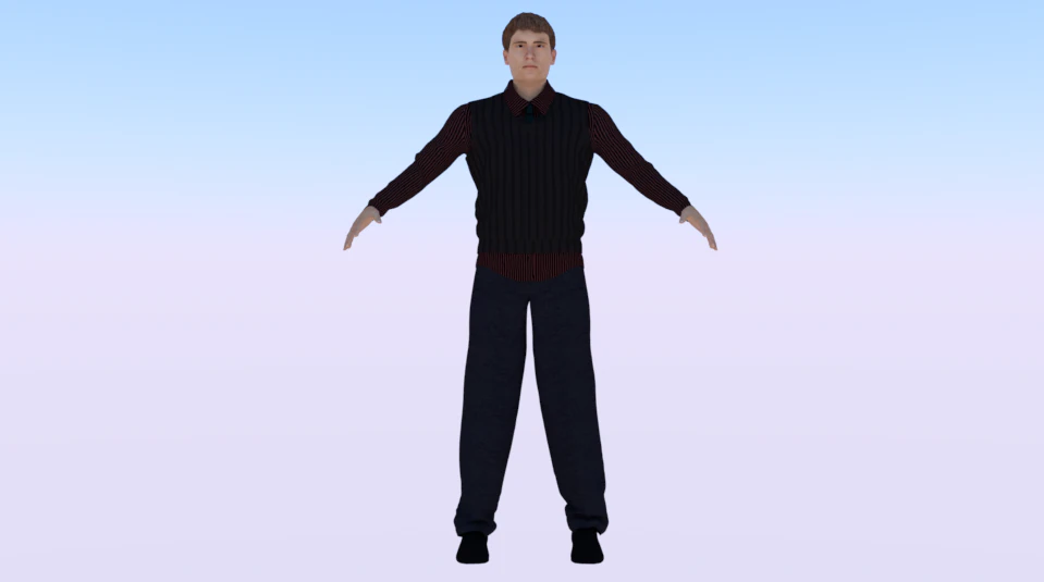 Male in Casual Clothes 06 3D Model .c4d .max .obj .3ds .fbx .stl .blend 