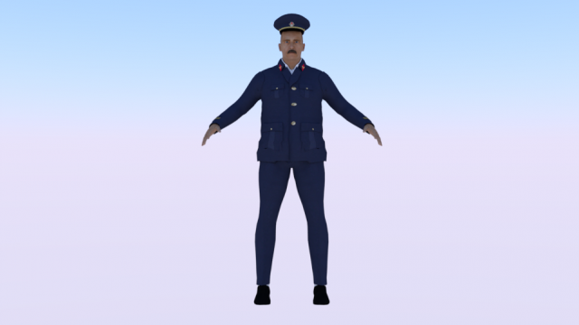 Male in Uniform 3D Model .c4d .max .obj .3ds .fbx .stl .blend 