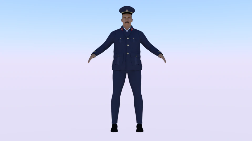 Male in Uniform 3D Model .c4d .max .obj .3ds .fbx .stl .blend 