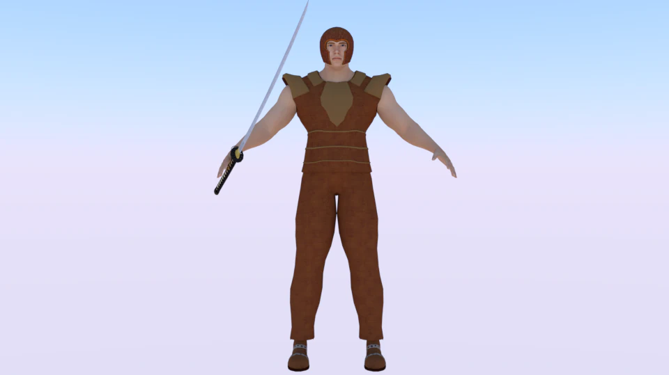 Male Warrior 01 3D Model .c4d .max .obj .3ds .fbx .stl .blend 