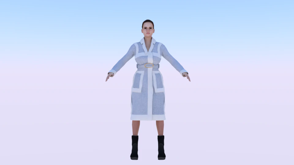 Woman in the Coat 01 3D Model .c4d .max .obj .3ds .fbx .stl .blend 