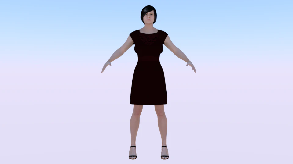 Woman in a Dress 01 3D Model .c4d .max .obj .3ds .fbx .stl .blend 