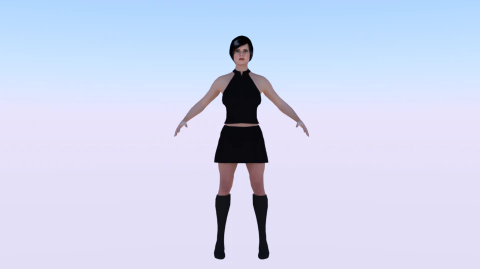 Woman in a Dress 03 3D Model .c4d .max .obj .3ds .fbx .stl .blend 