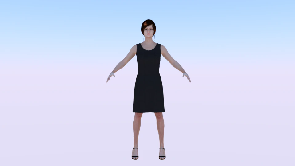 Woman in a Dress 04 3D Model .c4d .max .obj .3ds .fbx .stl .blend 