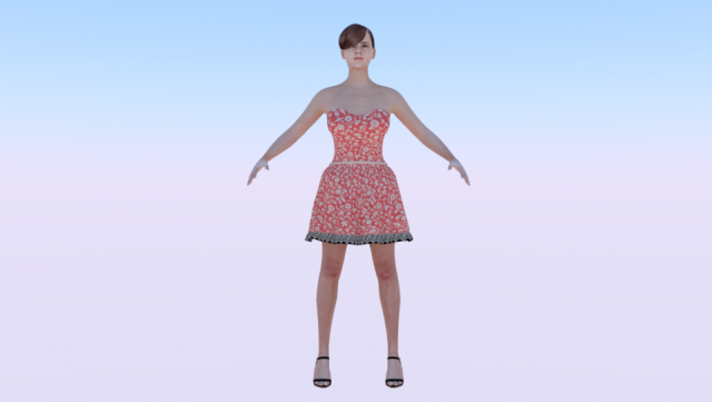 Woman in a Dress 05 3D Модель .c4d .max .obj .3ds .fbx .stl .blend 