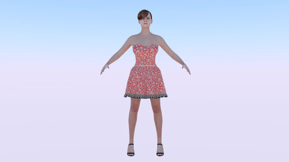 Woman in a Dress 05 3D Model .c4d .max .obj .3ds .fbx .stl .blend 