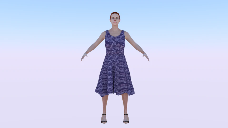 Woman in a Dress 06 3D Model .c4d .max .obj .3ds .fbx .stl .blend