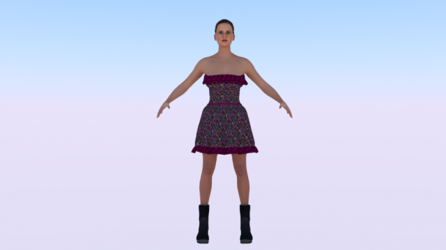 Woman in a Dress 07 3D Model .c4d .max .obj .3ds .fbx .stl .blend 