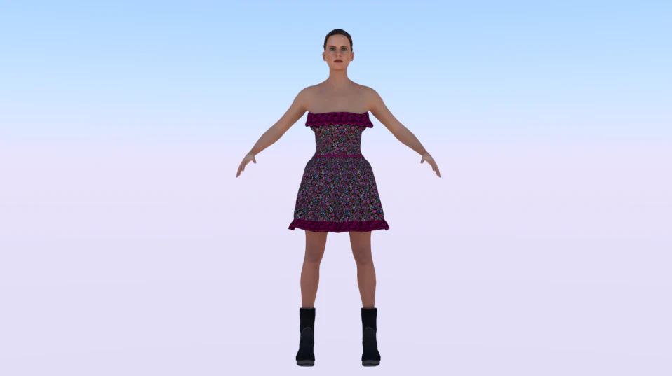 Woman in a Dress 07 3D Model .c4d .max .obj .3ds .fbx .stl .blend