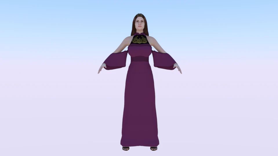 Woman in a Dress 08 3D Model .c4d .max .obj .3ds .fbx .stl .blend