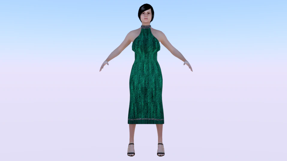Woman in a Dress 010 3D Model .c4d .max .obj .3ds .fbx .stl .blend 