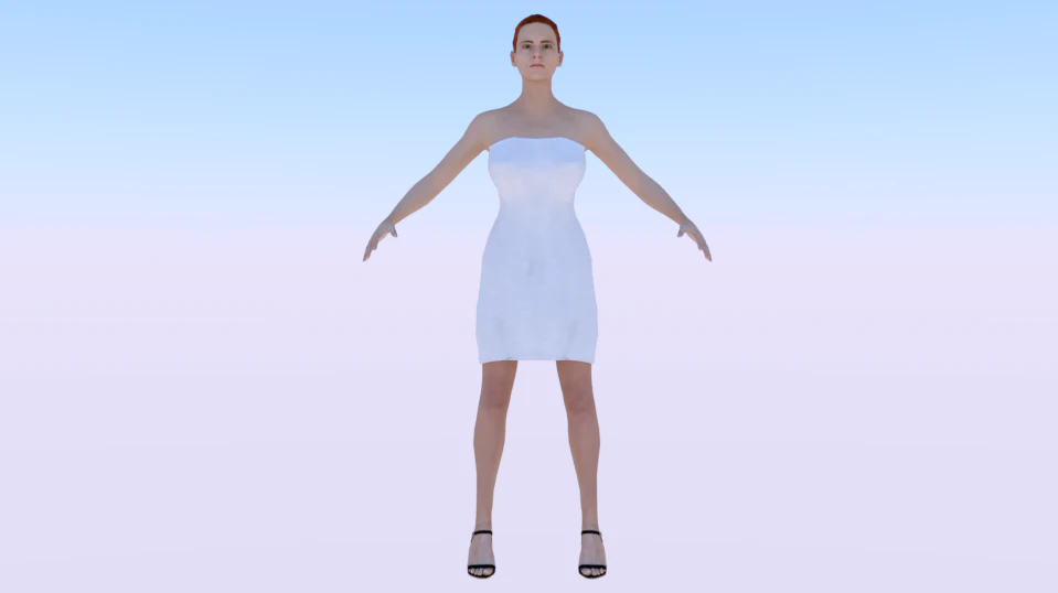 Woman in a Dress 012 3D Model .c4d .max .obj .3ds .fbx .stl .blend