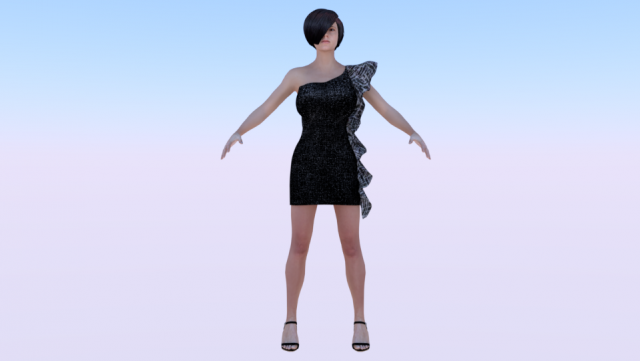 Woman in a Dress 014 Model 3D .c4d .max .obj .3ds .fbx .stl .blend