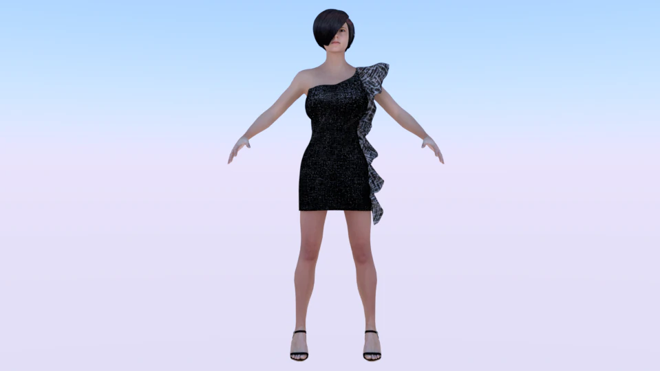 Woman in a Dress 014 3D Model .c4d .max .obj .3ds .fbx .stl .blend 