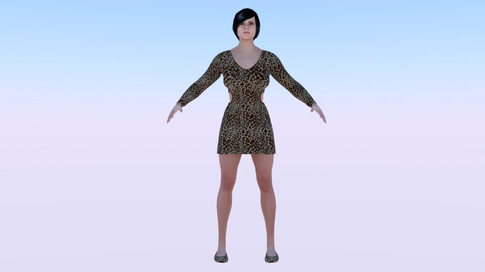Woman in a Dress 015 3D Model .c4d .max .obj .3ds .fbx .stl .blend 