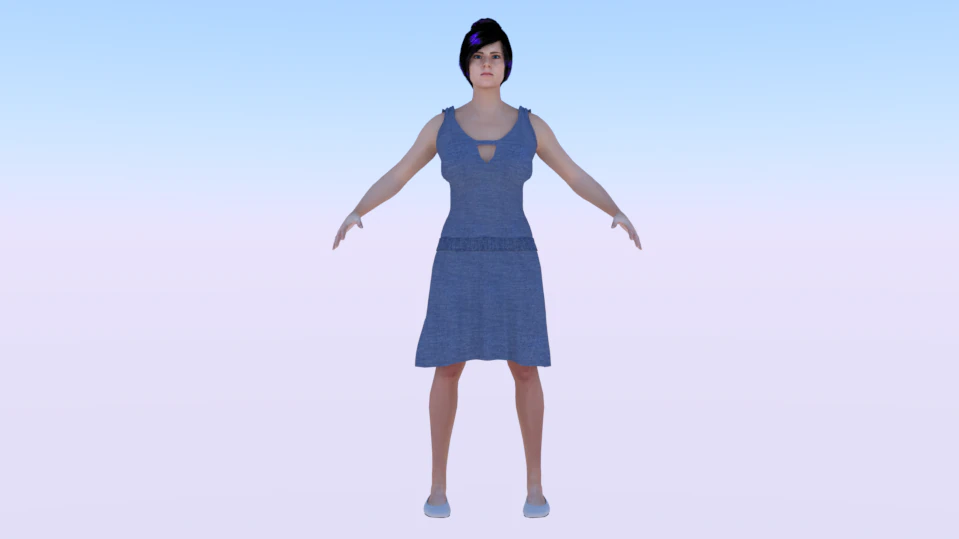 Woman in a Dress 017 3D Model .c4d .max .obj .3ds .fbx .stl .blend