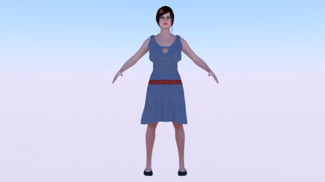 Woman in a Dress 018 3D Модель .c4d .max .obj .3ds .fbx .stl .blend 