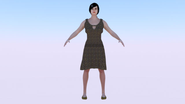 Woman in a Dress 019 3D Model .c4d .max .obj .3ds .fbx .stl .blend 