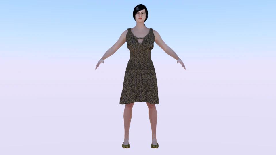 Woman in a Dress 019 3D Model .c4d .max .obj .3ds .fbx .stl .blend 