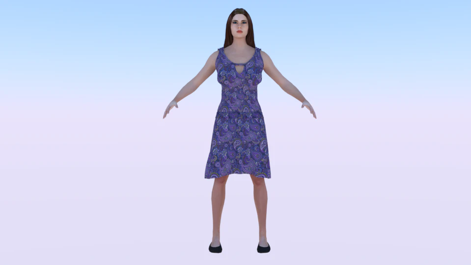 Woman in a Dress 021 3D Model .c4d .max .obj .3ds .fbx .stl .blend