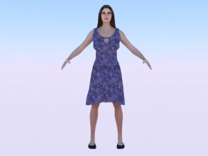 Женщина в платье 021 3D Модель