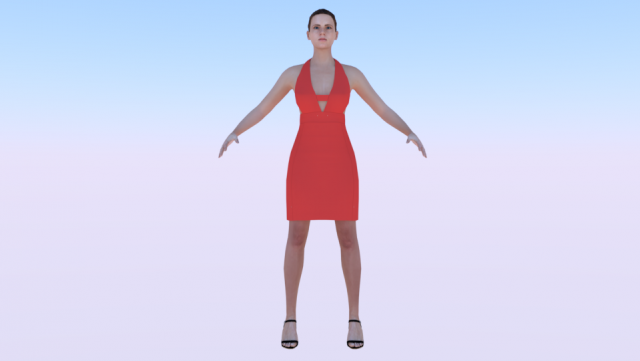 Woman in a Dress 026 3D Model .c4d .max .obj .3ds .fbx .stl .blend 