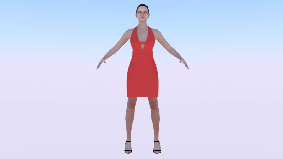 Woman in a Dress 026 3D Model .c4d .max .obj .3ds .fbx .stl .blend 