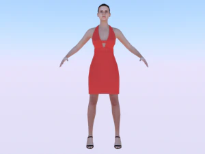 ドレスを着た女026 3Dモデル