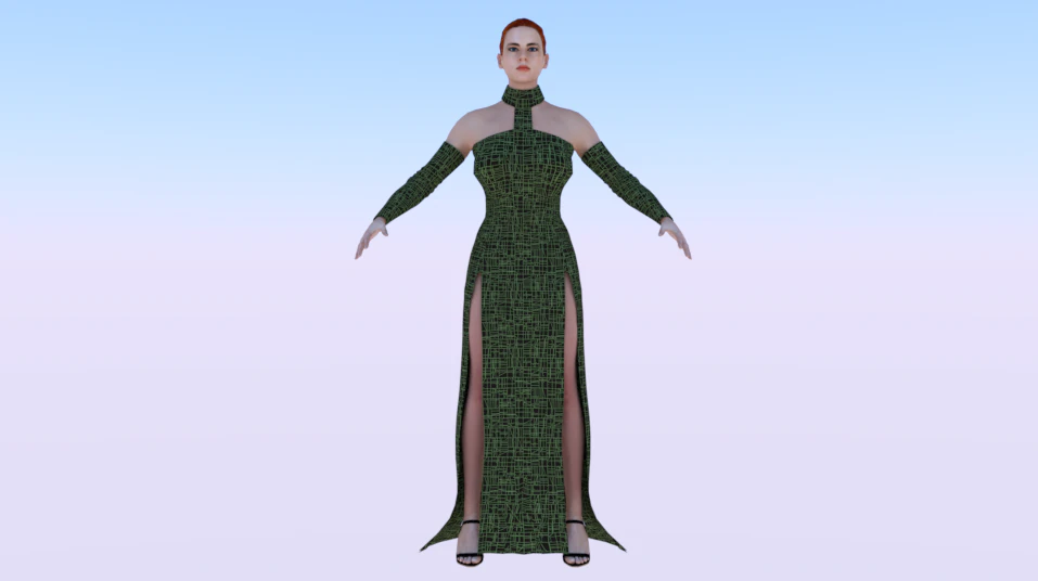 Woman in a Dress 027 3D Model .c4d .max .obj .3ds .fbx .stl .blend 