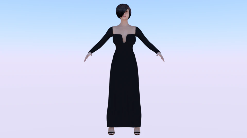 Woman in a Dress 029 3D Model .c4d .max .obj .3ds .fbx .stl .blend 