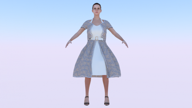 Woman in a Dress 030 3D Модель .c4d .max .obj .3ds .fbx .stl .blend 
