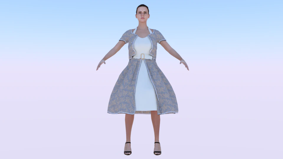 Woman in a Dress 030 3D Model .c4d .max .obj .3ds .fbx .stl .blend 