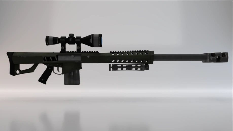 Heavy Sniper Rifle 3D Model .c4d .max .obj .3ds .fbx .stl .blend
