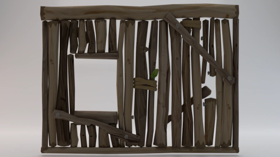 Wooden Window Side Wall 3D Model .c4d .max .obj .3ds .fbx .stl .blend 