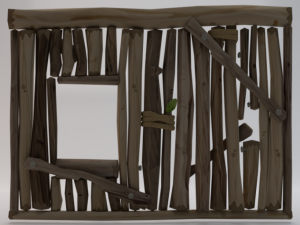 Wooden Window Side Wall 3D Model