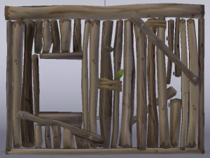 Wooden Window Side Wall 3D Model