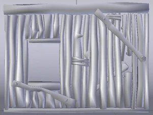 Wooden Window Side Wall 3D Model