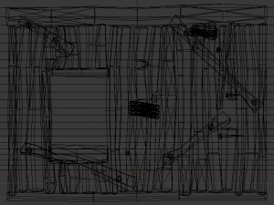 Wooden Window Side Wall Modello 3D