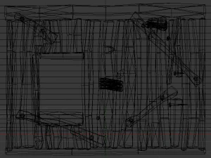 Wooden Window Side Wall 3D Model