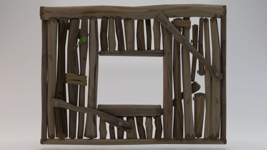 Wooden Window Wall 3D Model .c4d .max .obj .3ds .fbx .stl .blend 