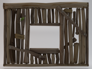 Wooden Window Wall 3D Model