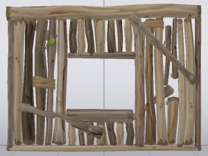 Wooden Window Wall 3D Model