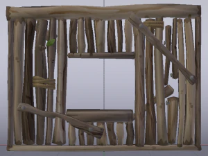 Wooden Window Wall 3D Model