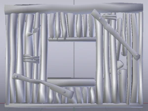 Wooden Window Wall 3D Model