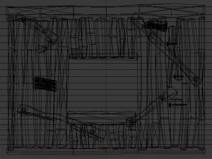 Wooden Window Wall 3D Model