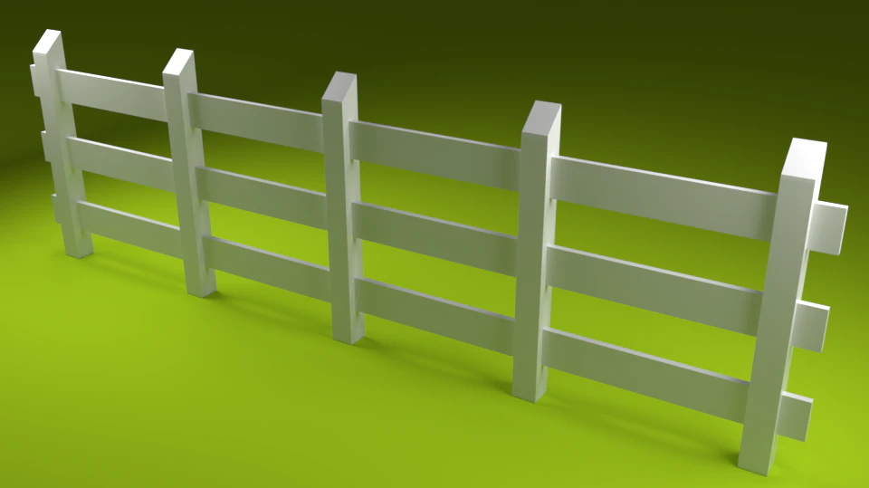 Barn Fence 3D Model .c4d .max .obj .3ds .fbx .stl .blend 