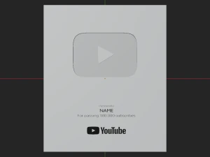 Silver Youtube Button - made in Blender 3D Model