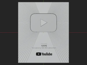 Silver Youtube Button - made in Blender 3D Model