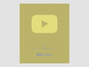 골든 유튜브 버튼 - 블렌더로 제작 3D 모델